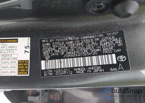 2007 Toyota Prius z USA, uszkodzony, nr VIN JTDKB20U273234120